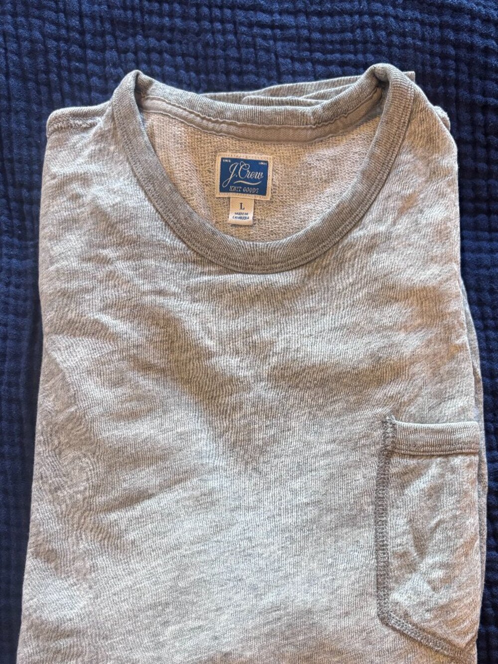 J. Crew Lightweight Sunfaded French Terry Pocket Sweatshirt Heather Gray Size L